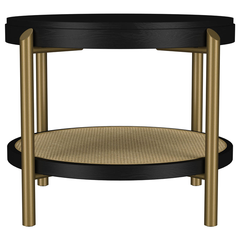 Arini Round End Side Table With Storage Shelf Black - detail 3