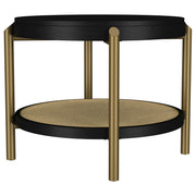 Arini Round End Side Table With Storage Shelf Black - detail 4