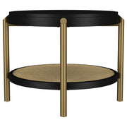 Arini Round End Side Table With Storage Shelf Black - detail 5