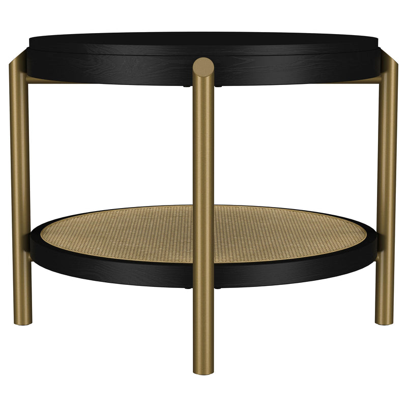 Arini Round End Side Table With Storage Shelf Black - detail 5