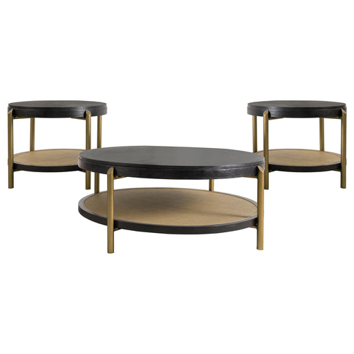 Arini 3-piece Round Coffee and End Table Set Black - alternate view