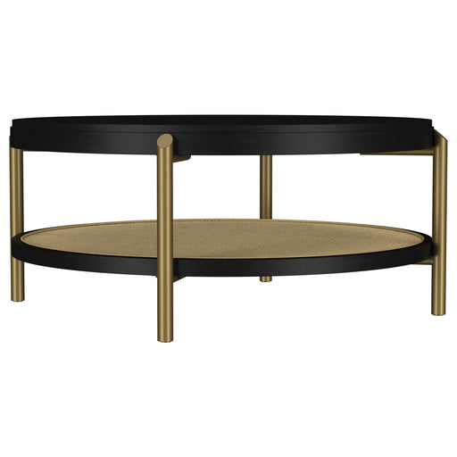 Arini Round Coffee Table With Storage Shelf Black - alternate view