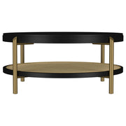 Arini Round Coffee Table With Storage Shelf Black - detail 3