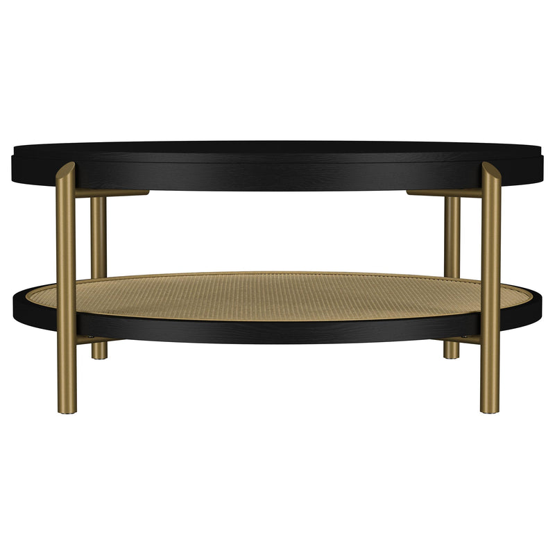 Arini Round Coffee Table With Storage Shelf Black - detail 3