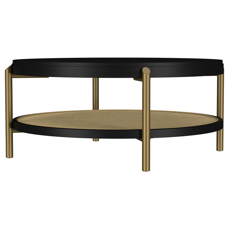 Arini Round Coffee Table With Storage Shelf Black - detail 4
