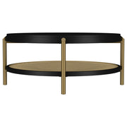 Arini Round Coffee Table With Storage Shelf Black - detail 5