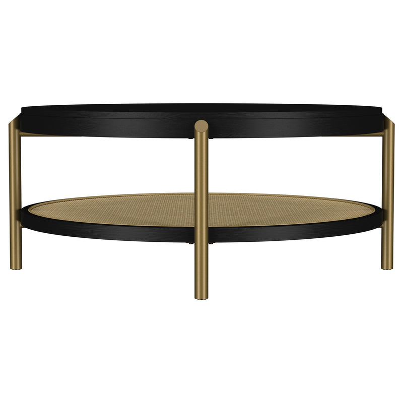 Arini Round Coffee Table With Storage Shelf Black - detail 5