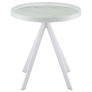 Briggs Round Marble Printed Glass Top End Side Table White - detail 6