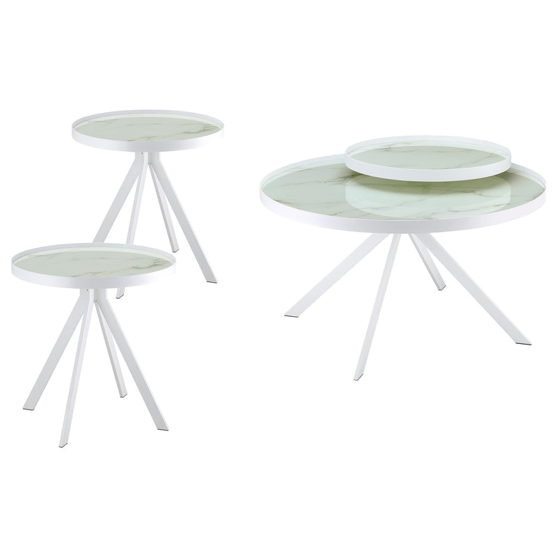 Briggs 3-piece Round Coffee and End Table Set White - alternate view