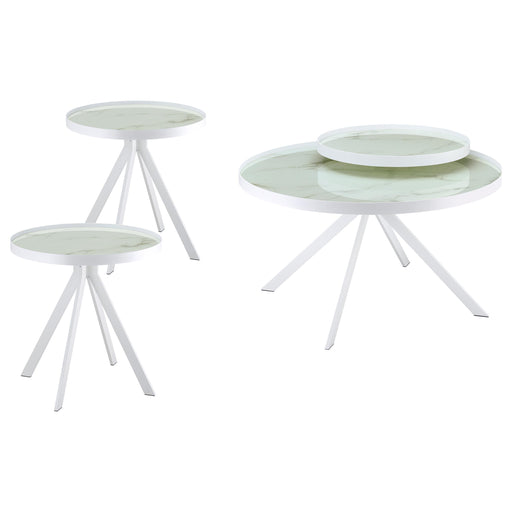 Briggs 3-piece Round Coffee and End Table Set White - alternate view
