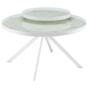 Briggs Round Marble Printed Glass Top Coffee Table White - detail 3