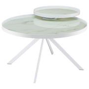 Briggs Round Marble Printed Glass Top Coffee Table White - detail 4