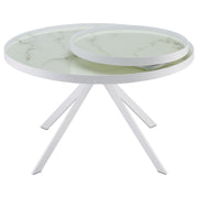 Briggs Round Marble Printed Glass Top Coffee Table White - detail 6