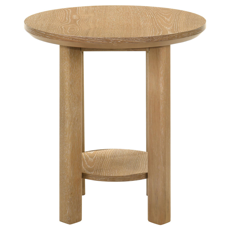 Ottowa Round Wood Side End Table with Shelf