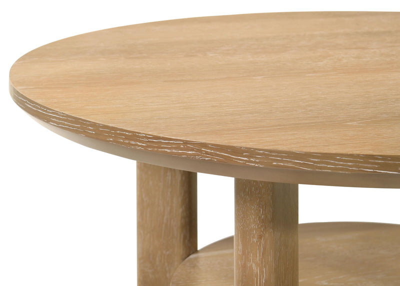 Ottowa Round Wood Side End Table with Shelf