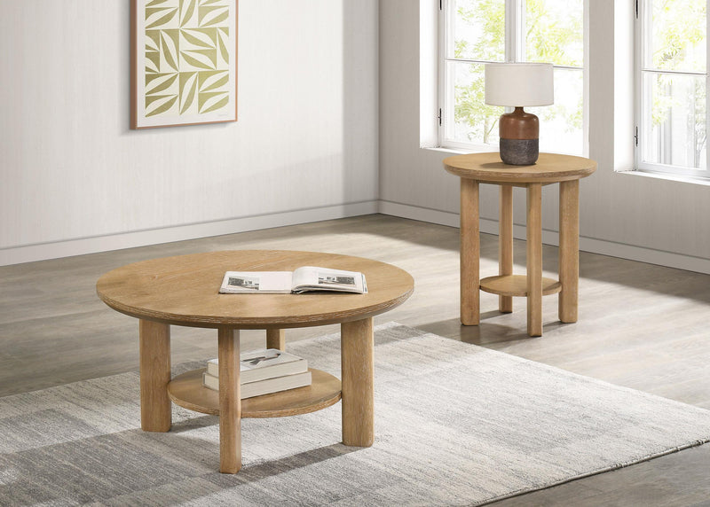 Ottowa 2-piece Round Wood Coffee Table Set