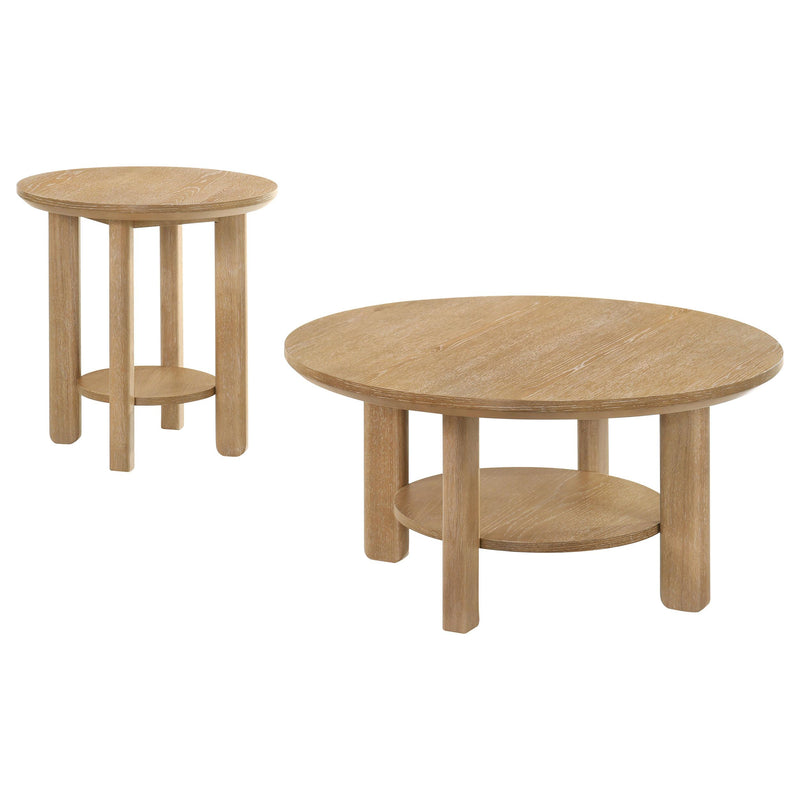 Ottowa 2-piece Round Wood Coffee Table Set