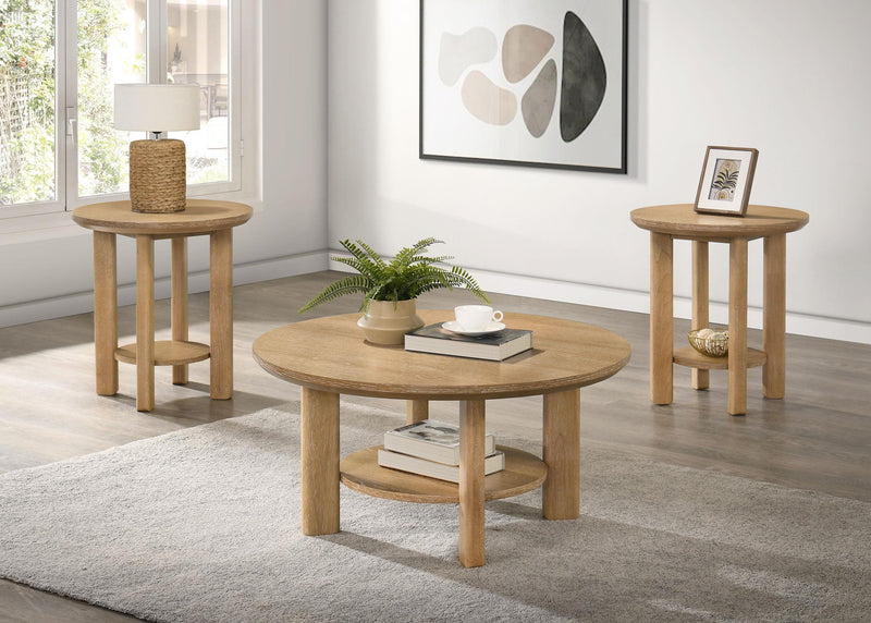 Ottowa 3-piece Round Wood Coffee Table Set