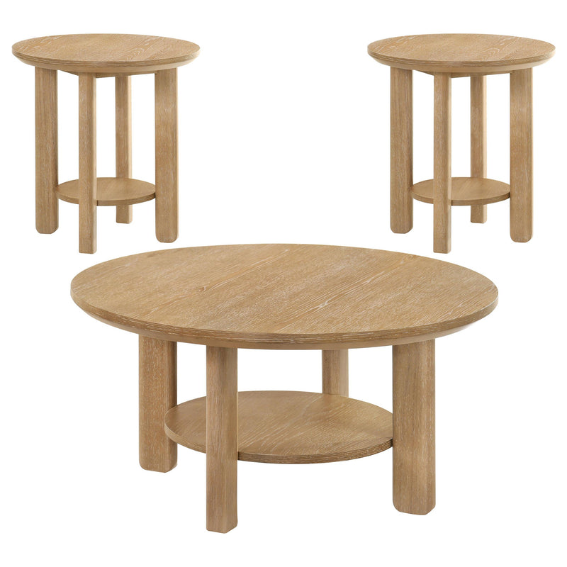 Ottowa 3-piece Round Wood Coffee Table Set