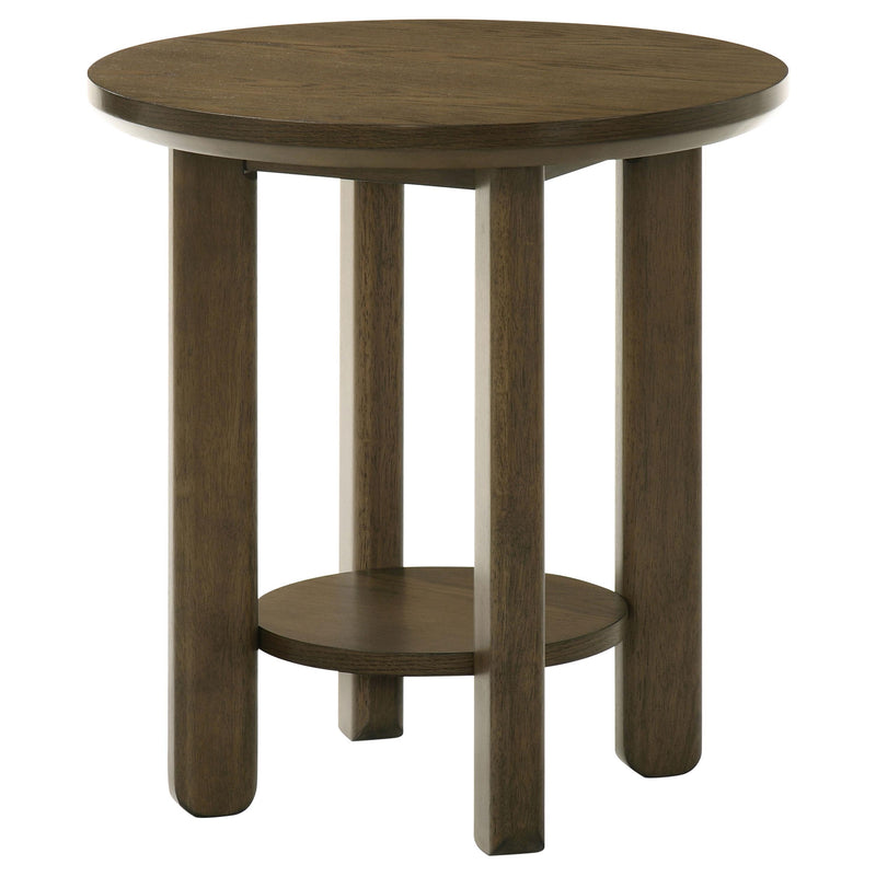 Ottowa 22-Inch Round Wood Side End Table with Shelf