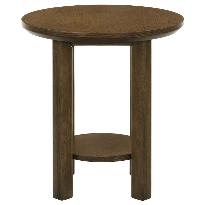 Ottowa 22-Inch Round Wood Side End Table with Shelf