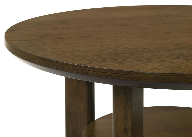 Ottowa 22-Inch Round Wood Side End Table with Shelf
