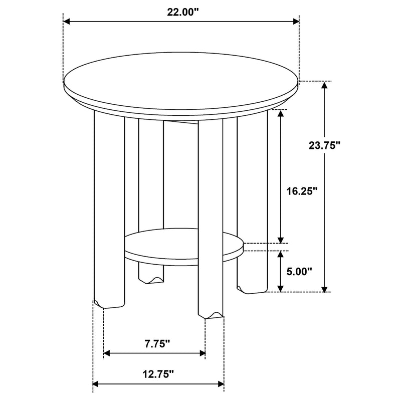Ottowa 22-Inch Round Wood Side End Table with Shelf