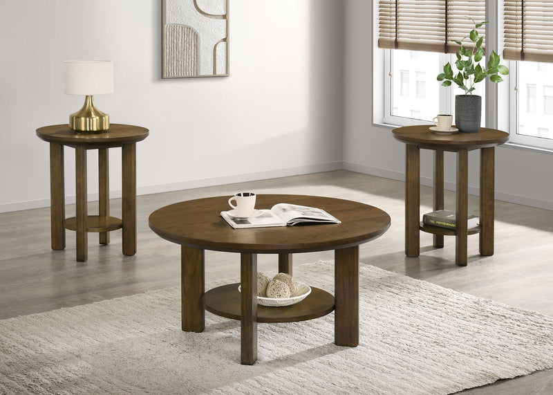 Ottowa 3-piece Round Wood Coffee Table Set