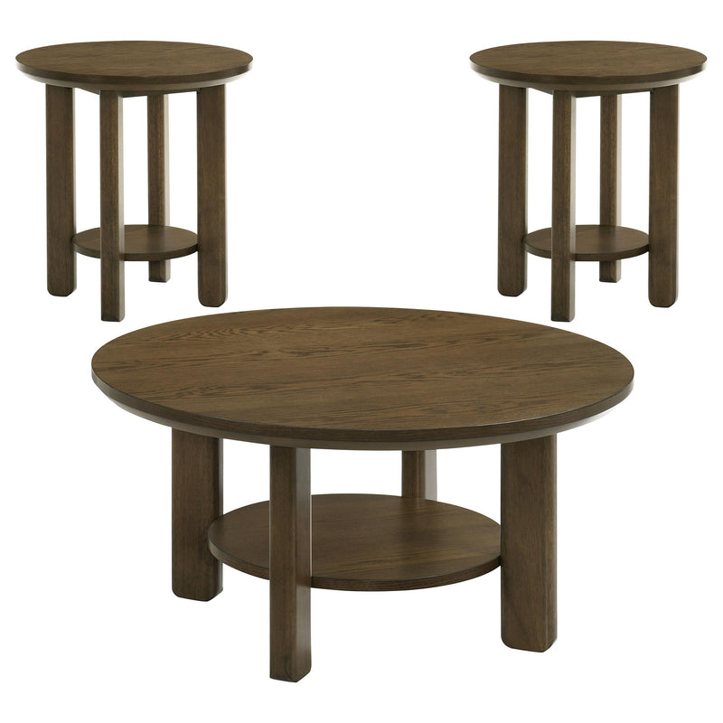 Ottowa 3-piece Round Wood Coffee Table Set Brown - alternate view