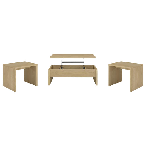 Canoga 3-piece Lift Top Cocktail Coffee Table Set Light Oak - alternate view