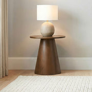 Franklin Round Wood Pedestal Side End Table Dark Brown