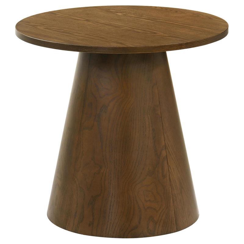 Franklin Round Wood Pedestal Side End Table Dark Brown - alternate view
