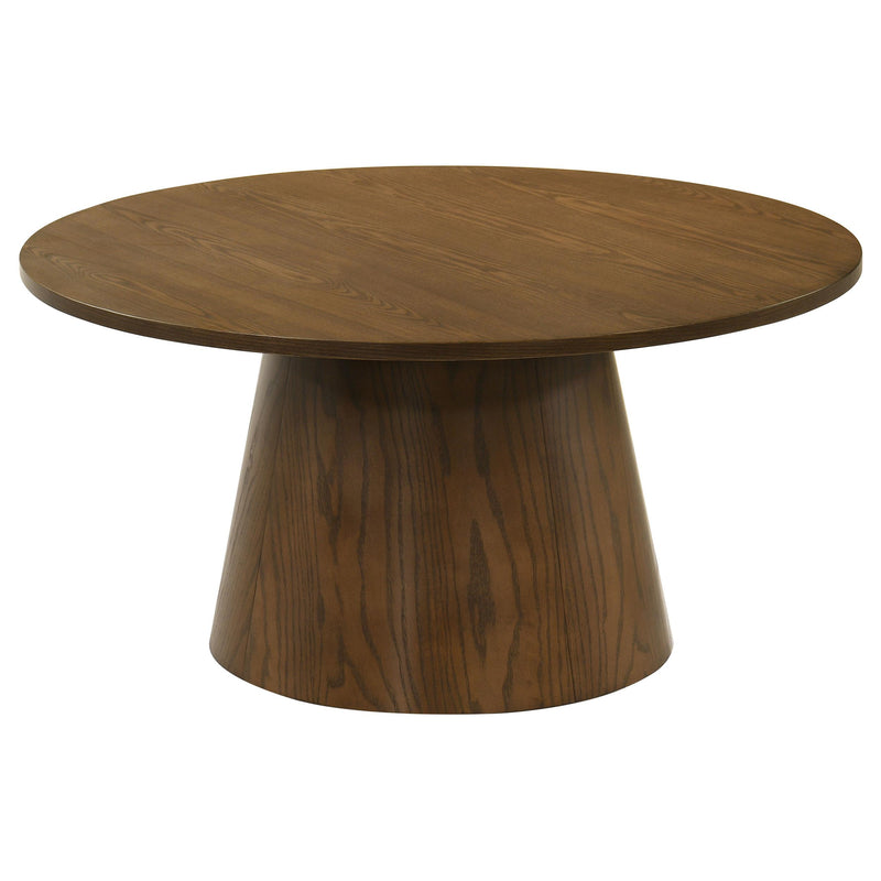 Franklin 36-inch Round Pedestal Coffee Table Dark Brown - alternate view