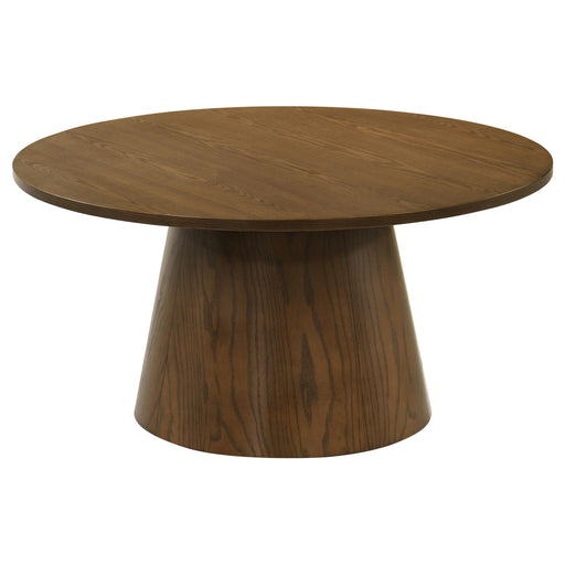 Franklin 36-inch Round Pedestal Coffee Table Dark Brown - alternate view