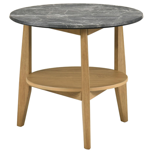 Bradley Round SmartTop End Side Table Grey and Natural - alternate view