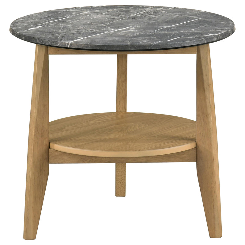 Bradley Round SmartTop End Side Table Grey and Natural - detail 4