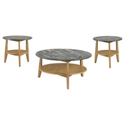 Bradley 3-Piece Round SmartTop Coffee Table Set Grey and Natural - alternate view