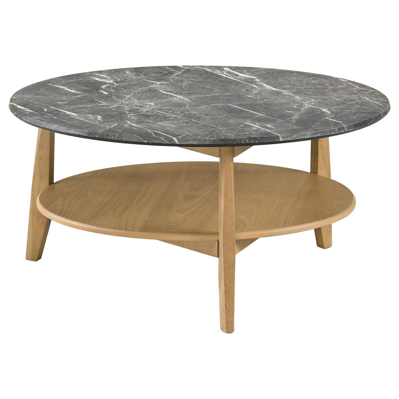 Bradley Round SmartTop Cocktail Coffee Table Grey and Natural - alternate view
