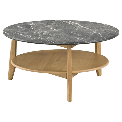 Bradley Round SmartTop Cocktail Coffee Table Grey and Natural - alternate view