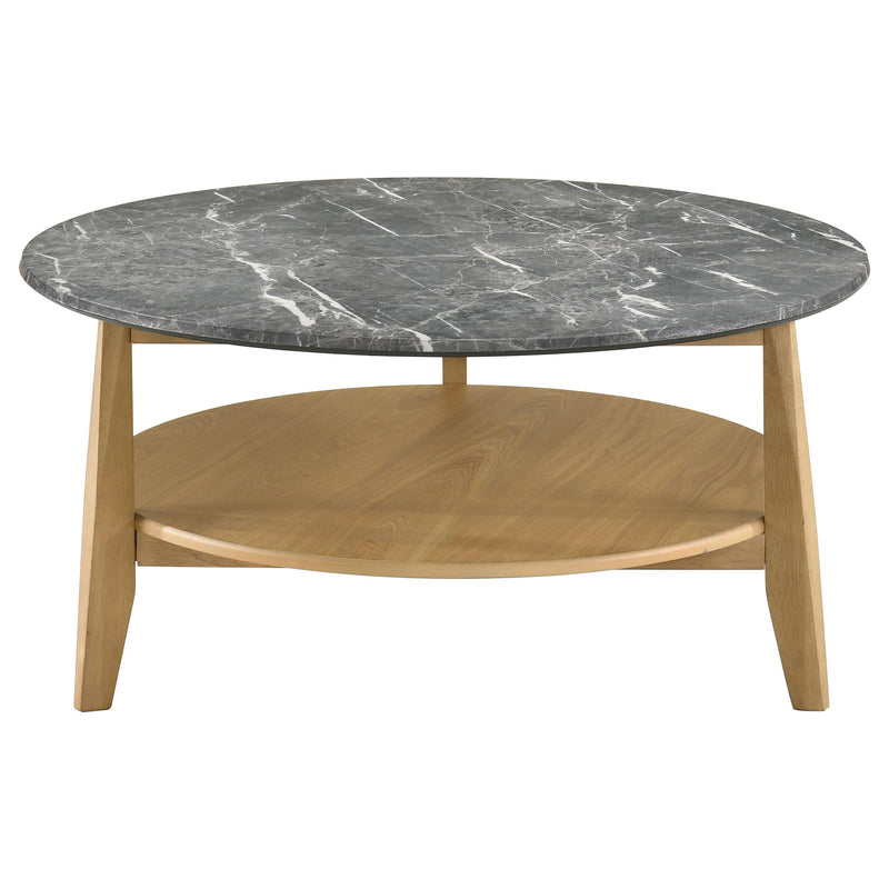 Bradley Round SmartTop Cocktail Coffee Table Grey and Natural - detail 4