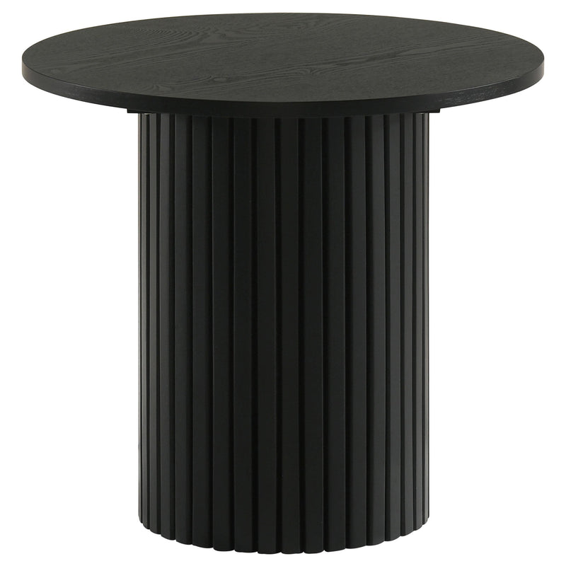 Hamlyn Round Fluted Occasional Side End Table Black - alternate view