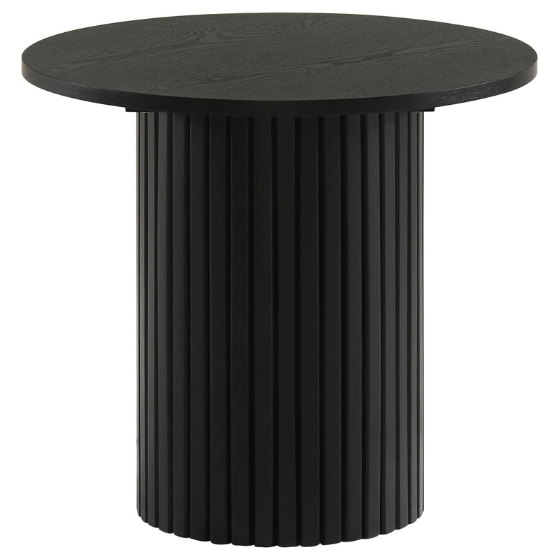 Hamlyn 2-piece Round Fluted Coffee and End Table Set Black - detail 3
