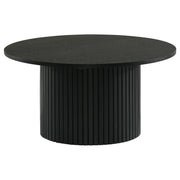 Hamlyn 2-piece Round Fluted Coffee and End Table Set Black - detail 5