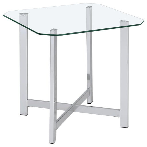Cronin Square Tempered Glass Top Side End Table Chrome - alternate view