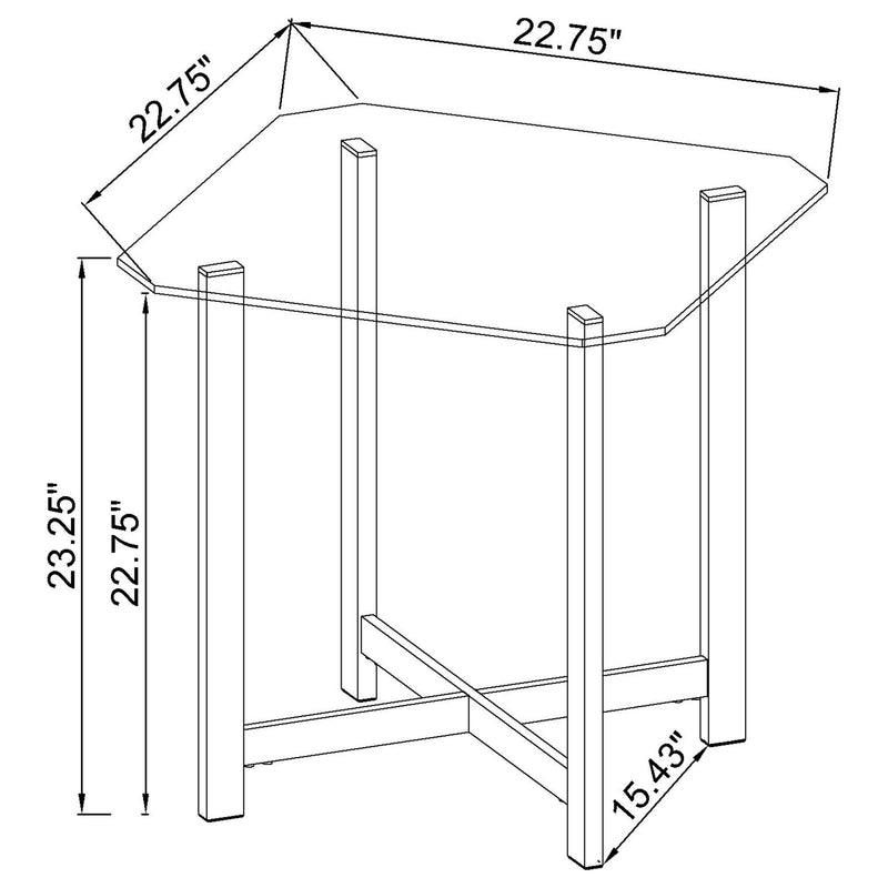 Cronin Square Tempered Glass Top Side End Table Chrome - detail 6