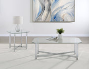 Cronin 2-piece Tempered Glass Top Coffee Table Set Chrome