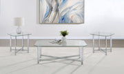 Cronin 3-piece Tempered Glass Top Coffee Table Set Chrome