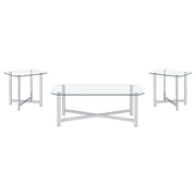 Cronin 3-piece Tempered Glass Top Coffee Table Set Chrome - alternate view
