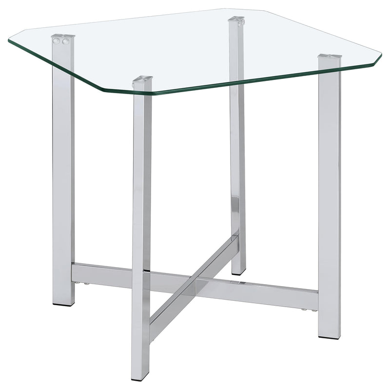 Cronin 3-piece Tempered Glass Top Coffee Table Set Chrome - detail 3