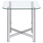 Cronin 3-piece Tempered Glass Top Coffee Table Set Chrome - detail 4